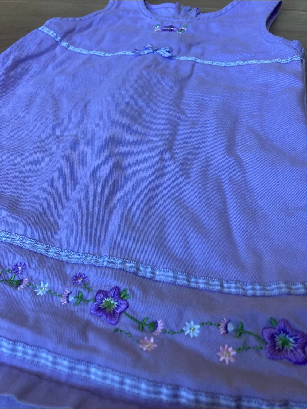 Vintage Lavender Floral Embroidered Cotton Baby Dress